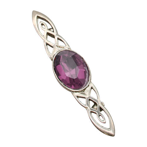 XDHBR0148-F Celtic Twist Purple Gem Stone Brooch