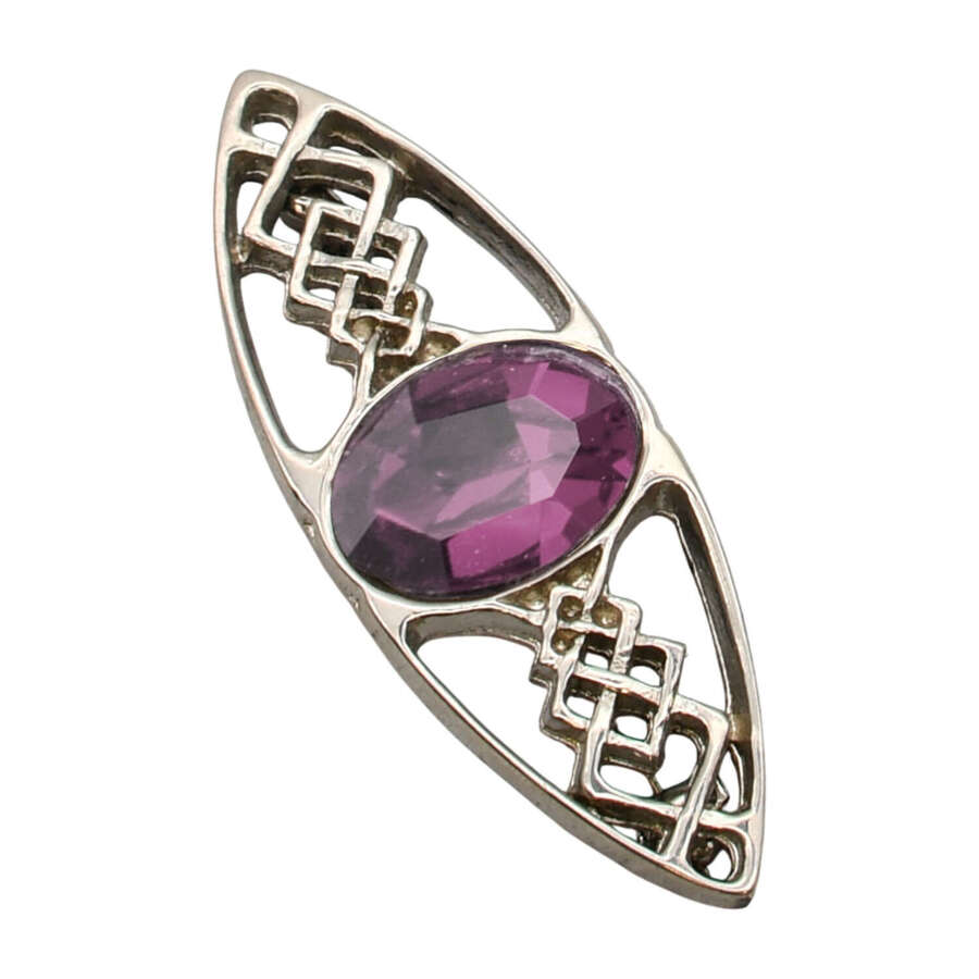 XDHBR0258 Celtic Knotwork Purple Gem Stone Brooch