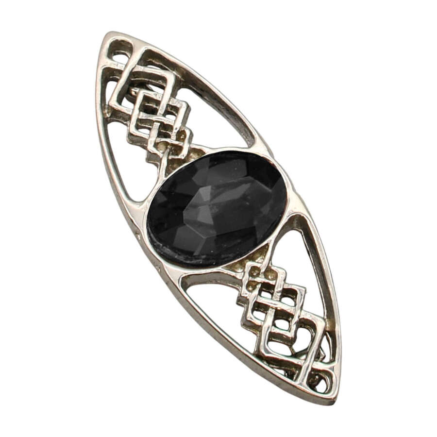 XDHBR0258 Celtic Knotwork Black Gem Stone Brooch