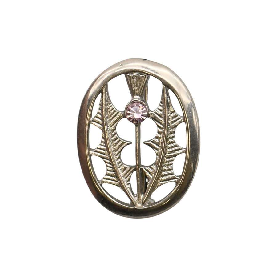 XDHBR0322-F Small Thistle Light Purple Gem Stone Brooch
