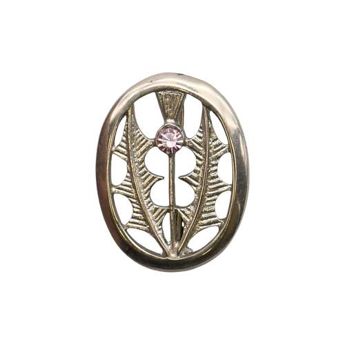 XDHBR0322-F Small Thistle Light Purple Gem Stone Brooch