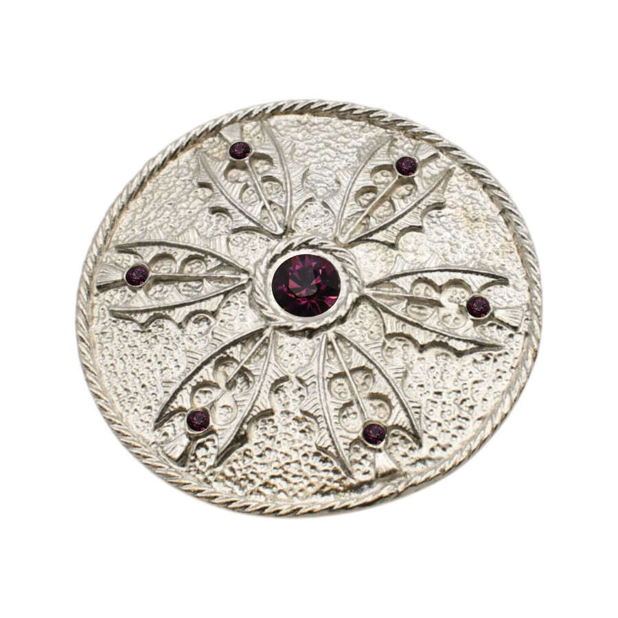 XDHBR0340 Thistle Purple Gem Stone Brooch