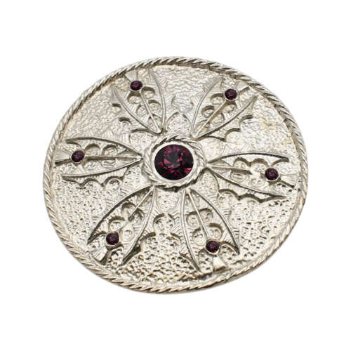 XDHBR0340 Thistle Purple Gem Stone Brooch