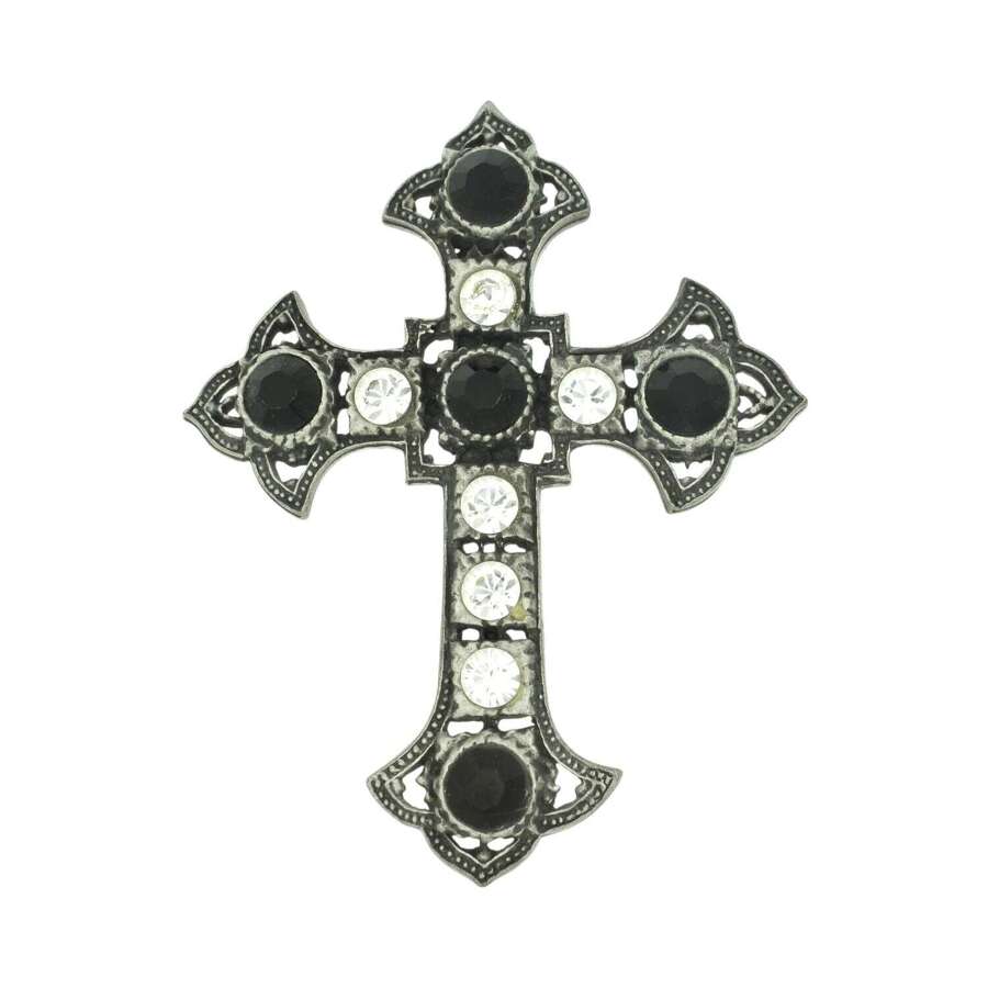 XDHKP536 Crystal Black Cross Kilt Pin