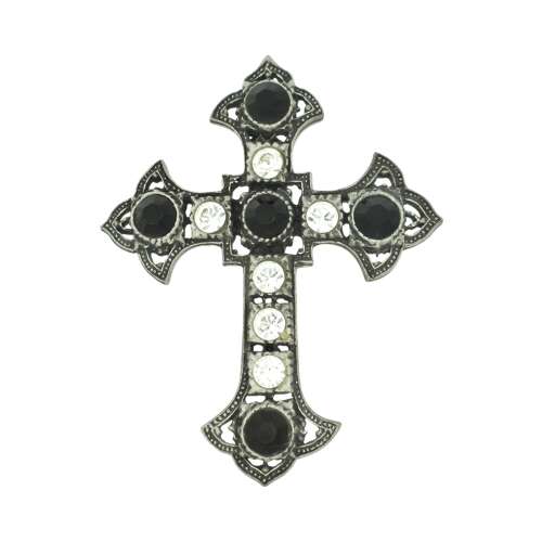 XDHKP536 Crystal Black Cross Kilt Pin
