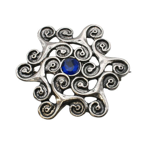 XDHBR0329-F Blue Celtic Brooch