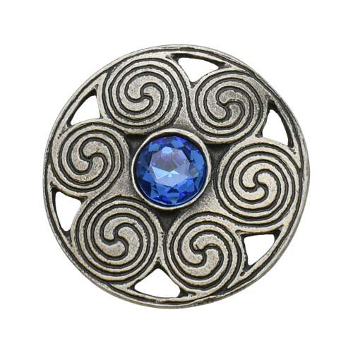 XDHBR0671-F Blue Round Celtic Swirl Brooch