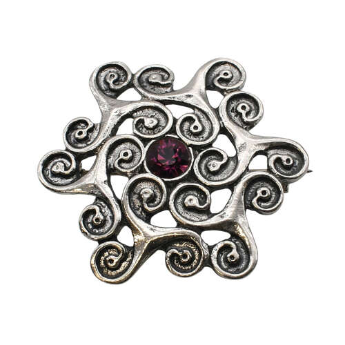 XDHBR0329-F Celtic Purple Gem Stone Brooch