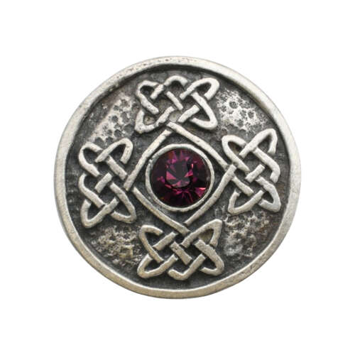 XDHBR0314-F Celtic Purple Gem Stone Round Brooch