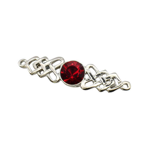 XDHBR0222-F Celtic with Red Gem Stone Brooch