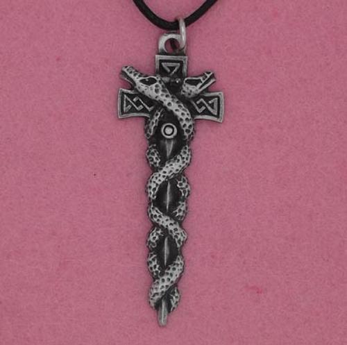 XDHP0532 Snakes on Sword Pendant