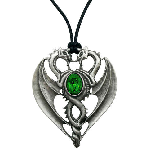 XDHP0504 Green Gem Stone Dragon Pendant
