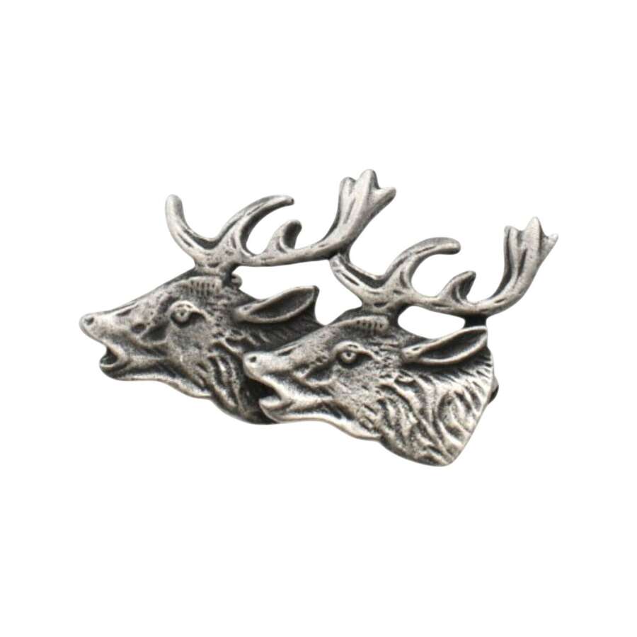 XDHBR1167 Stag Heads Brooch