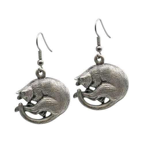 XDHER1391 Sleeping Cat Earrings