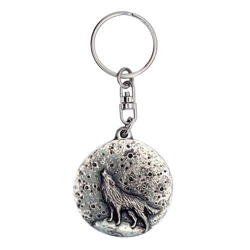 XDHKR1304 Wolf against the moon Keyring