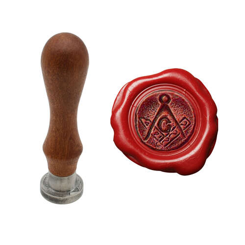 XDHWS002 Pewter Masonic With G Wax Seal With Wooden Handle & Wax Sticks