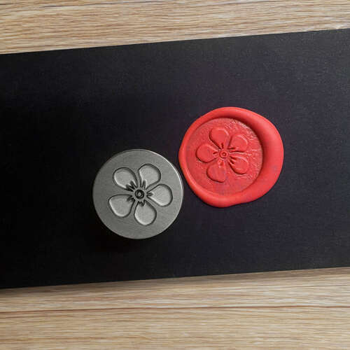 XDHWS012 Pewter Forget Me Not Wax Seal With Wooden Handle & Wax Sticks