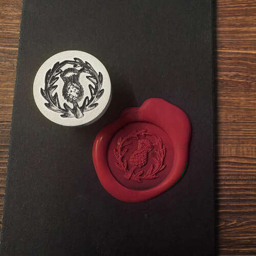 XDHWS010 Pewter Thistle Wax Seal With Wooden Handle & Wax Sticks