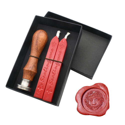XDHWS008 Pewter Green Man Wax Seal With Wooden Handle & Wax Sticks