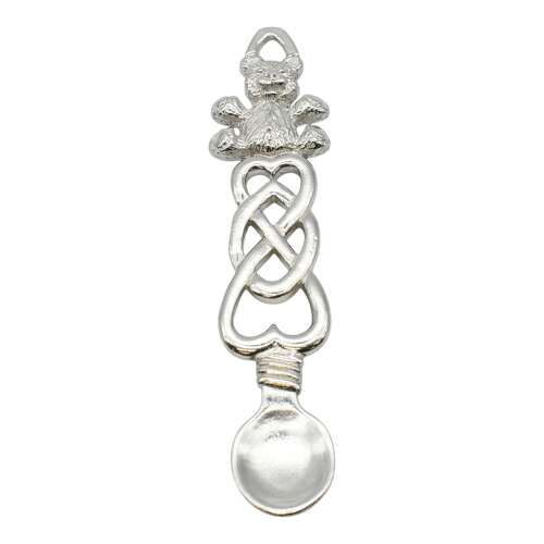 XCSWL114S Bright Pewter Entwined Hearts & Teddy Lovespoon