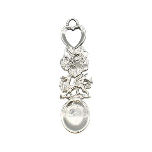 XCSWL8S Bright Pewter Welsh Dragon & Daffodil Lovespoon