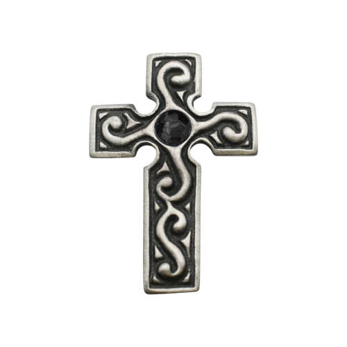 XDHBR0241-F Celtic Cross Black Gem Stone Brooch