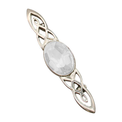 XDHBR0148-F Celtic Twist Clear Gem Stone Brooch