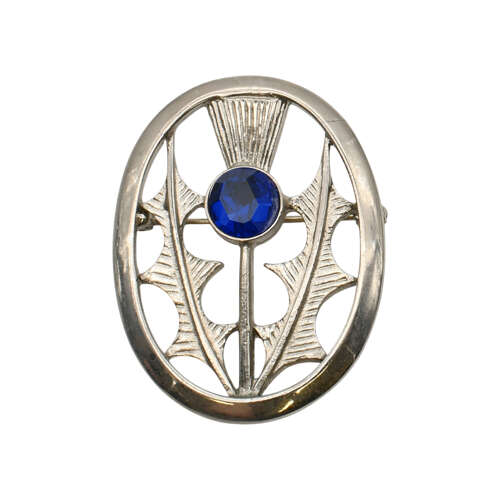 XDHBR0321-F Thistle Blue Gem Stone Brooch