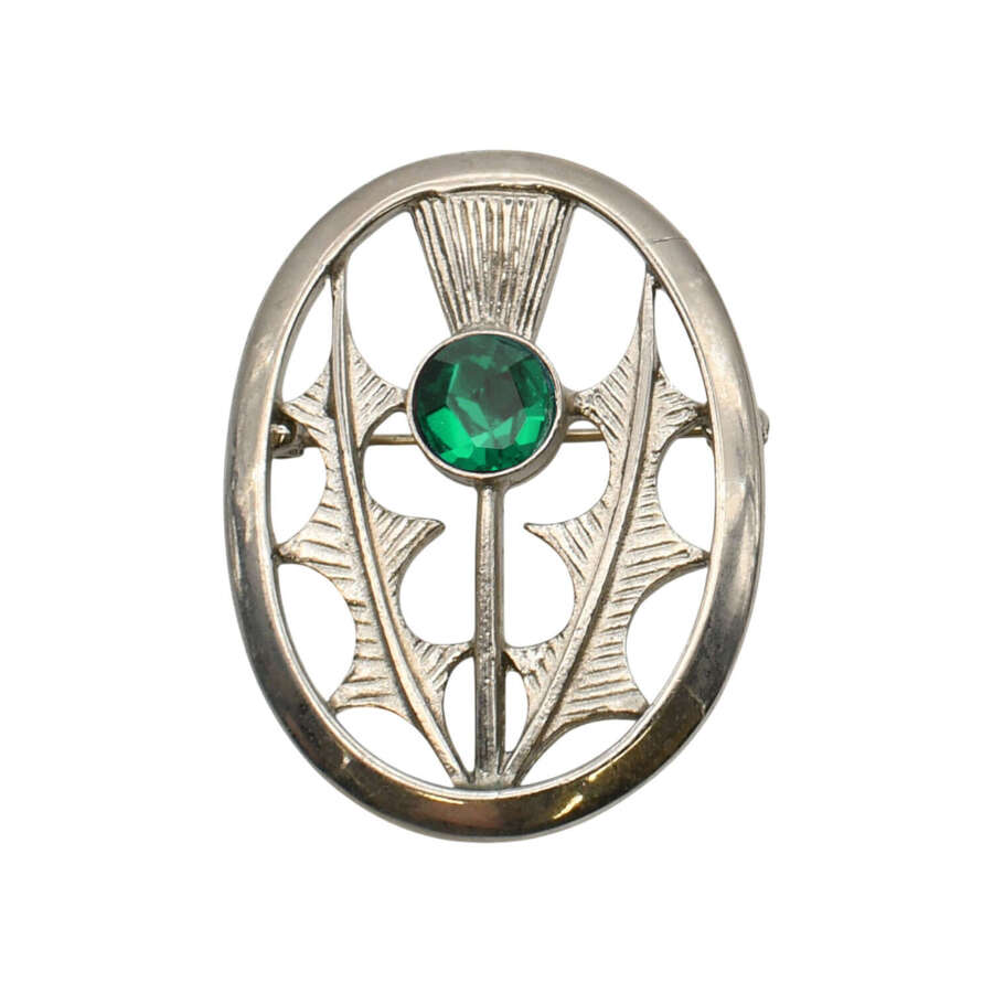 XDHBR0321-F Thistle Green Gem Stone Brooch