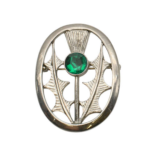 XDHBR0321-F Thistle Green Gem Stone Brooch