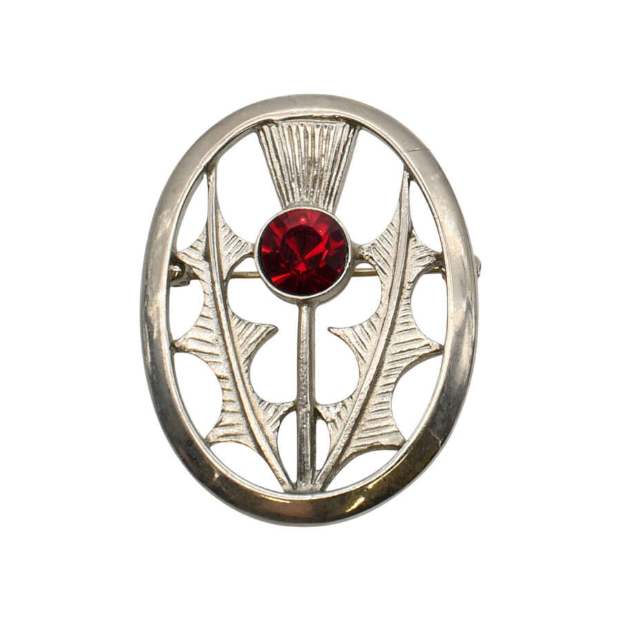 XDHBR0321-F Thistle Red Gem Stone Brooch