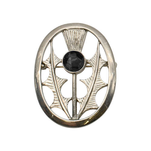 XDHBR0321-F Thistle Black Gem Stone Brooch