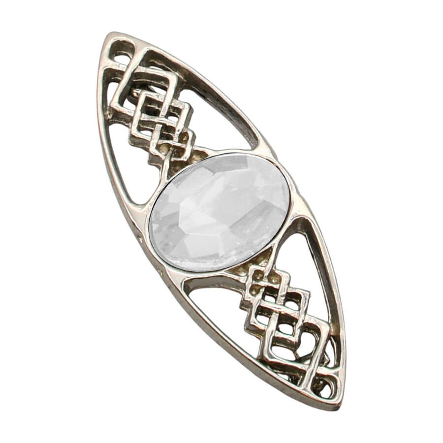 XDHBR0258 Celtic Knotwork Clear Gem Stone Brooch