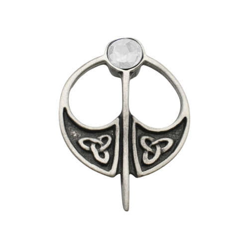 XDHBR0246-F Celtic Round Clear Gem Stone Brooch