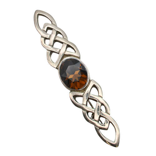 XDHBR0339-F Celtic Twist Cairngorm Gem Stone Brooch