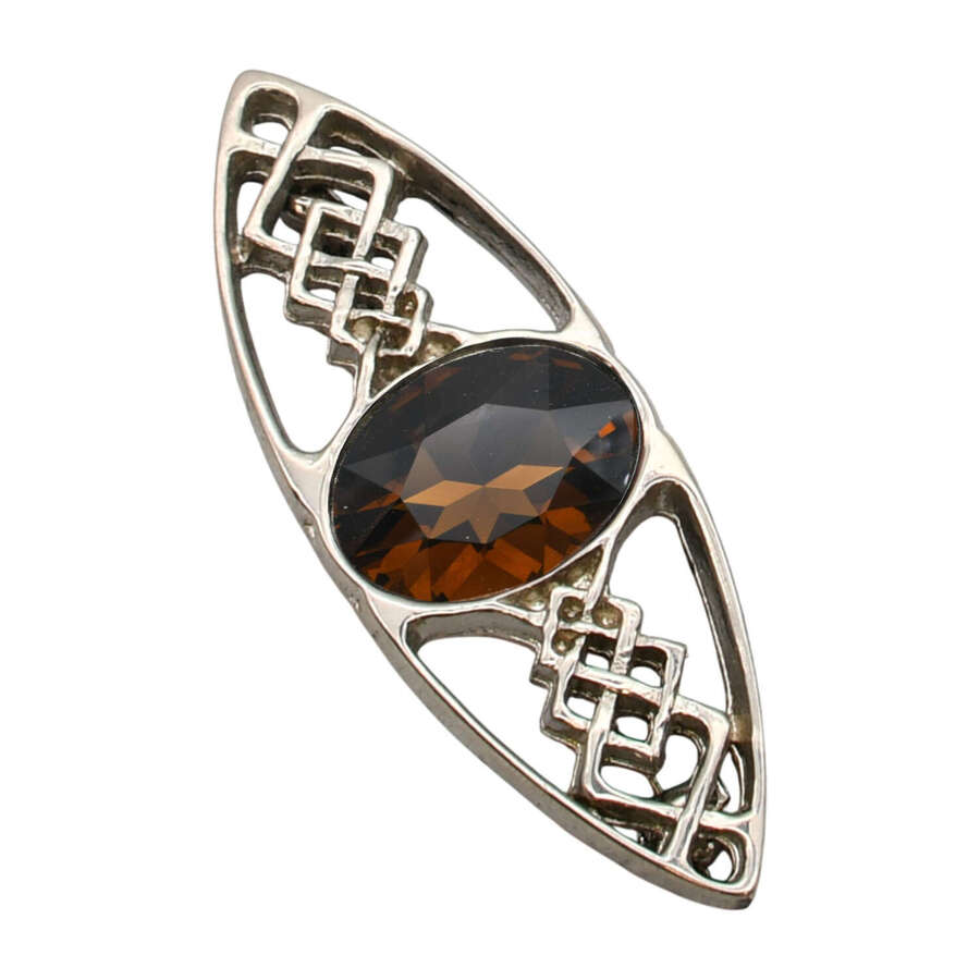 XDHBR0258 Celtic Knotwork Cairngorm Gem Stone Brooch