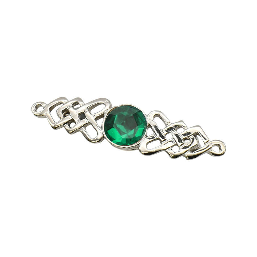 XDHBR0222-F Celtic with Green Gem Stone Brooch