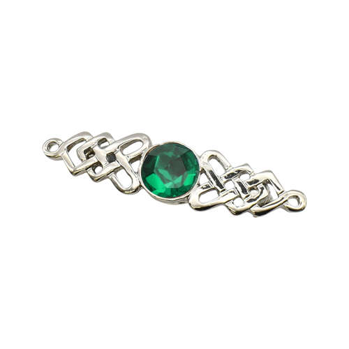 XDHBR0222-F Celtic with Green Gem Stone Brooch