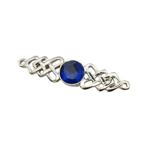 XDHBR0222-F Celtic with Blue Gem Stone Brooch