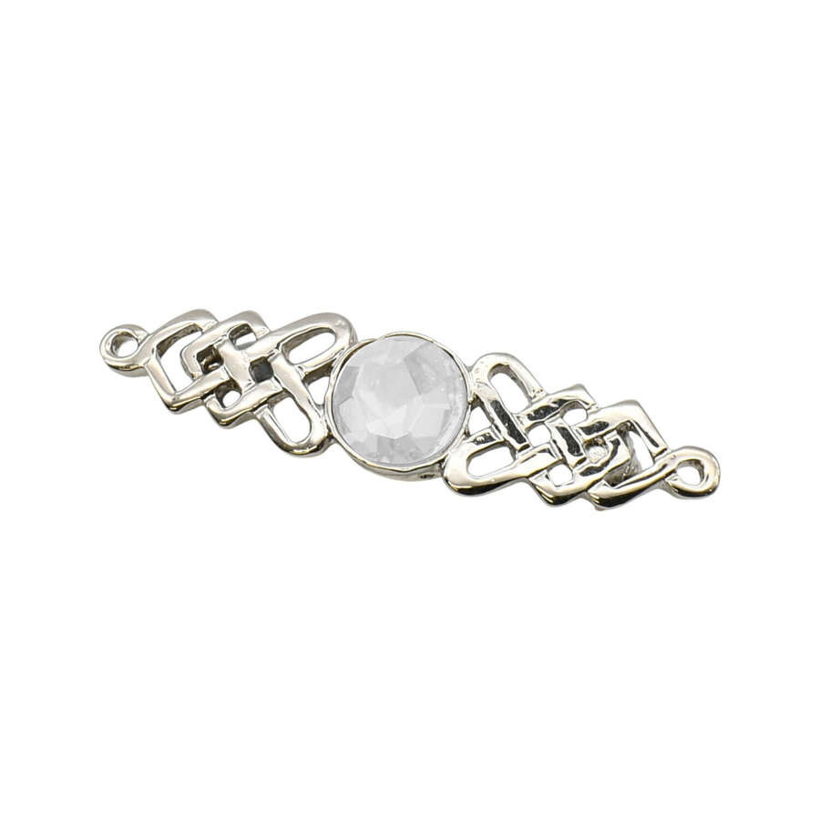 XDHBR0222-F Celtic with Clear Gem Stone Brooch