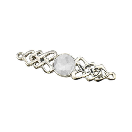 XDHBR0222-F Celtic with Clear Gem Stone Brooch