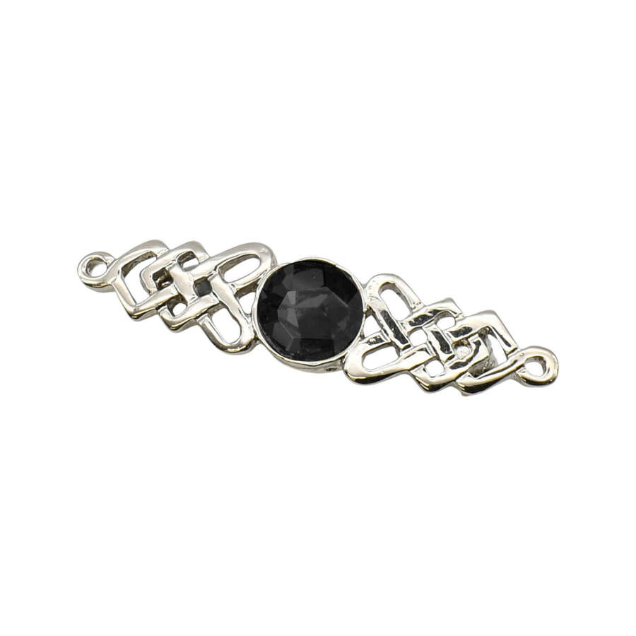 XDHBR0222-F Celtic with Black Gem Stone Brooch