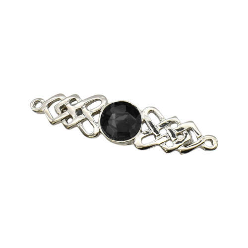 XDHBR0222-F Celtic with Black Gem Stone Brooch