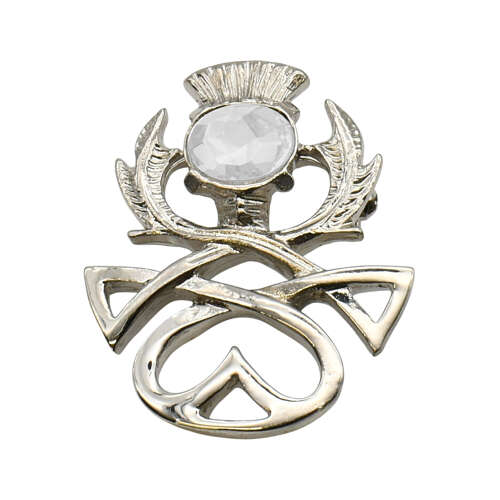 XDHBR1664-F Thistle Clear Gem Stone Brooch
