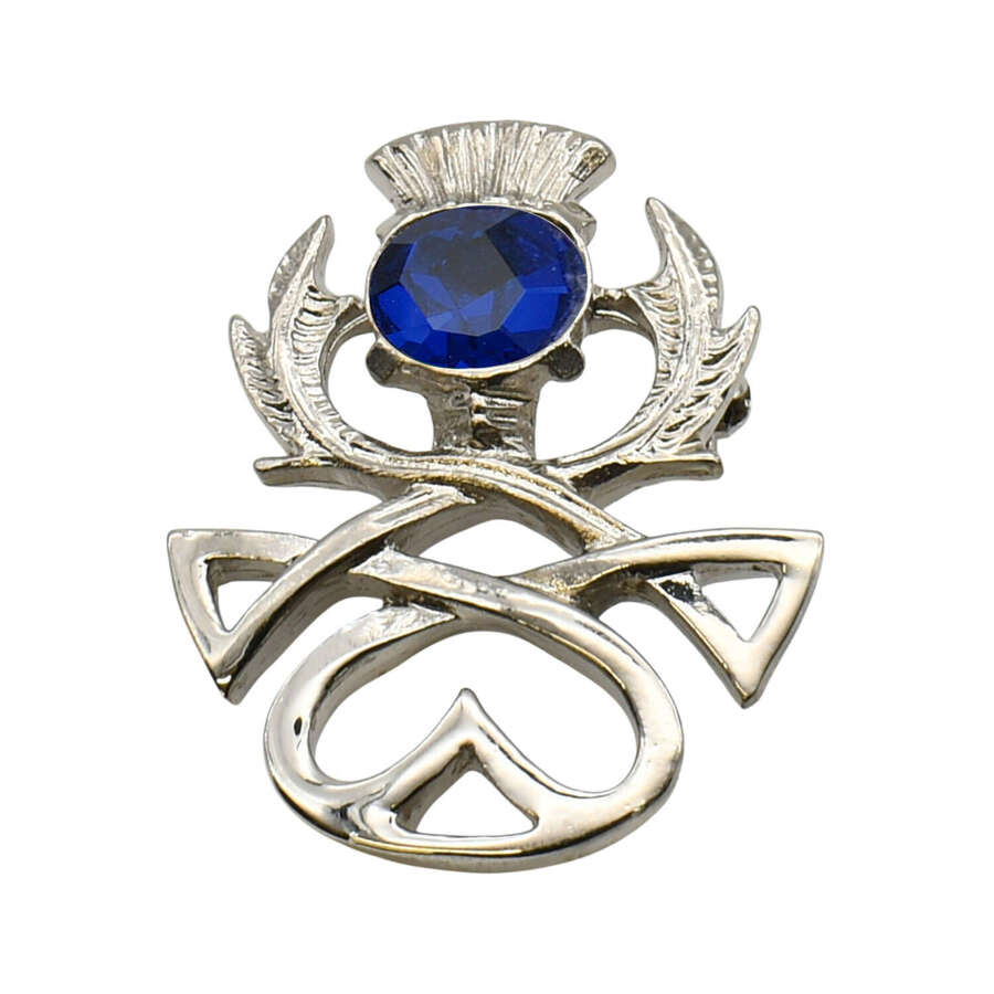 XDHBR1664-F Thistle Blue Gem Stone Brooch