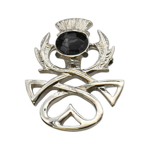 XDHBR1664-F Thistle Black Gem Stone Brooch