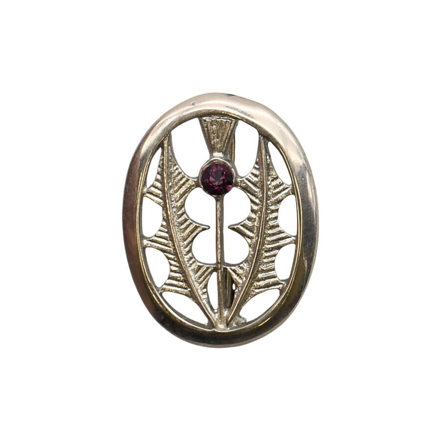 XDHBR0322-F Small Thistle Purple Gem Stone Brooch