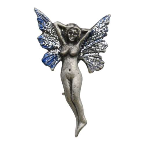 XDHBR0861 English Pewter Fairy with Blue Wings Brooch