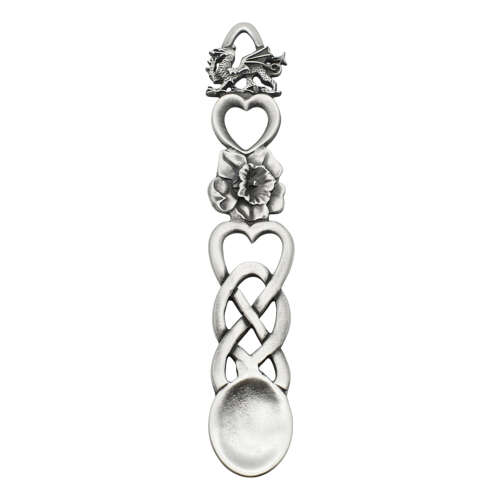 XCSWL109 Antique Finish Pewter Daffodil & Dragon Lovespoon