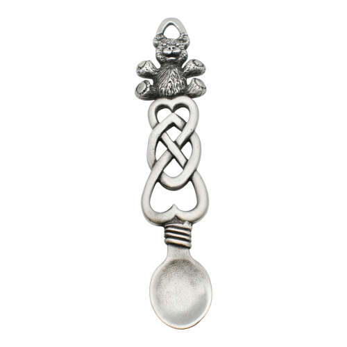 XCSWL114 Antique Finish Pewter Entwined Hearts & Teddy Lovespoon